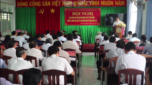 Quang cảnh Hội nghị Ban chấp hành Đảng bộ huyện mở rộng sơ kết tình hình trước, trong và sau tết Nguyên đán Kỷ Hợi 2019